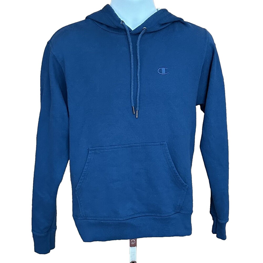 Champion Men's Classic C Logo Pullover Blue Hoodie w/ Pocket Size Small